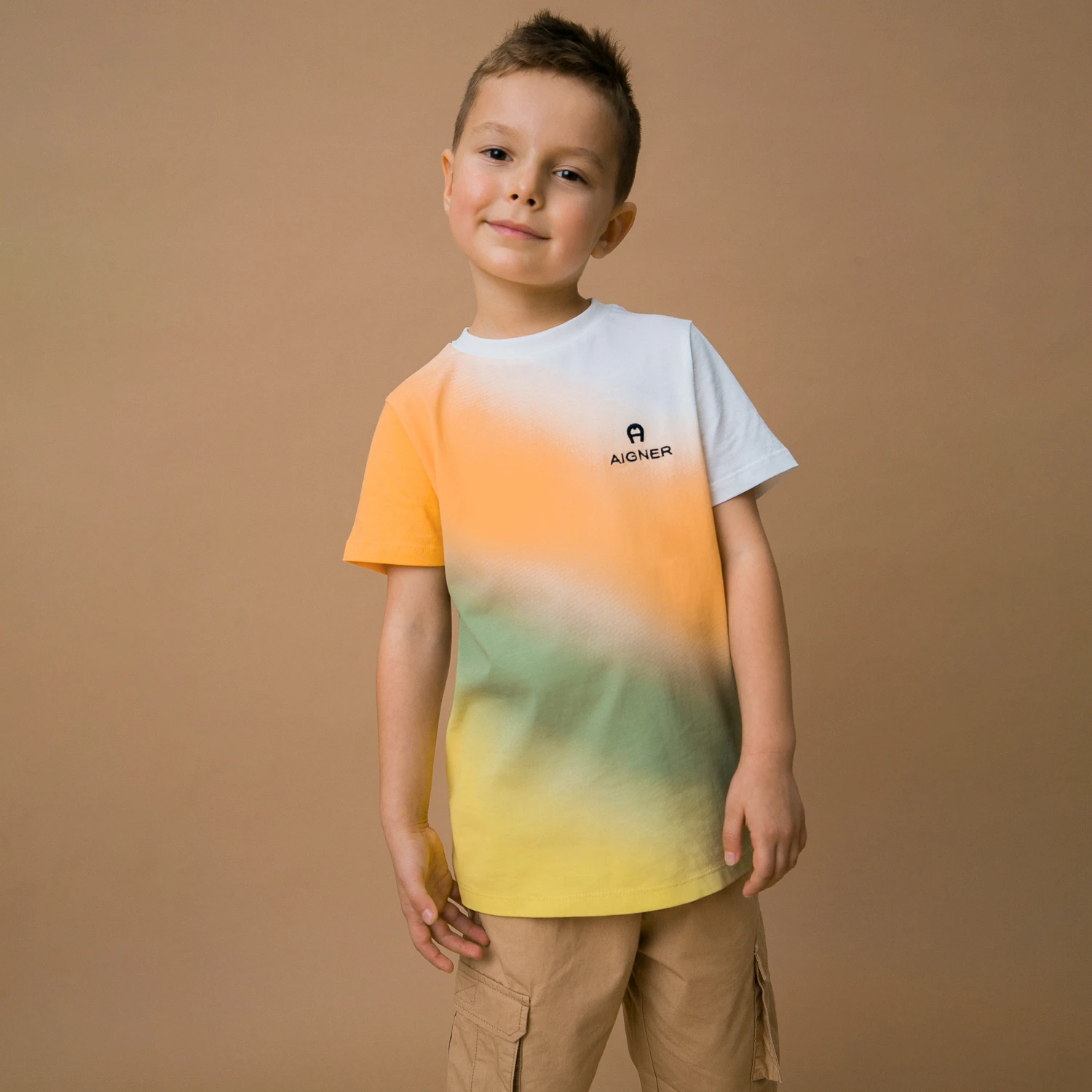 AIGNER Boys Orange Ombre Cotton T-Shirt - Image 2