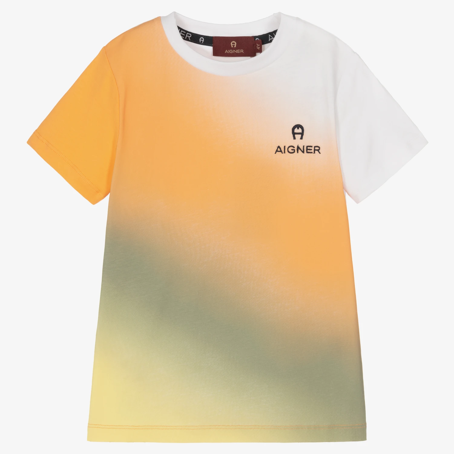 AIGNER Boys Orange Ombre Cotton T-Shirt