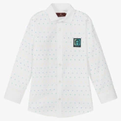 AIGNER Boys White Cotton Logo Shirt