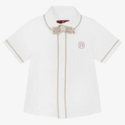 AIGNER Boys White Linen & Cotton Shirt