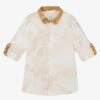 Alviero Martini Boys Light Beige Cotton Geo Map Shirt