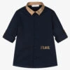Alviero Martini Boys Navy Blue Geo Map Cotton Shirt