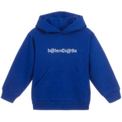 Balenciaga Blue Cotton Logo Hoodie