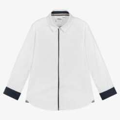 BOSS Boys White Logo Poplin Shirt