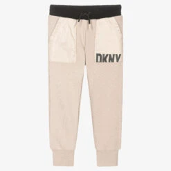 DKNY Boys Beige Logo Joggers