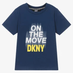 DKNY Boys Blue Cotton Logo T-Shirt