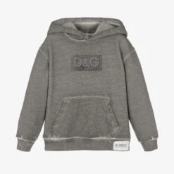 Dolce & Gabbana Boys Washed Grey Re-Edition Hoodie