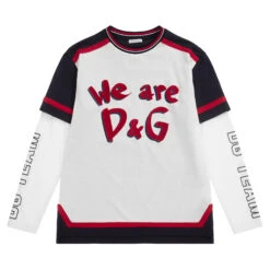 Dolce & Gabbana Teen White & Blue Logo Top