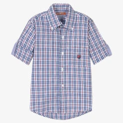 Dr. Kid Boys Blue & Red Check Cotton Shirt