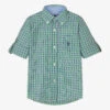 Dr. Kid Boys Green & Blue Check Cotton Shirt