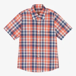 Dr. Kid Boys Orange & Blue Cotton Check Shirt