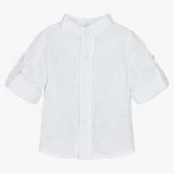Dr. Kid Boys White Cotton & Linen Shirt