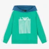 Emporio Armani Boys Blue & Green Colourblock Hoodie