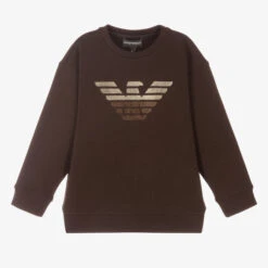 Emporio Armani Boys Brown Logo Sweatshirt