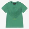 Emporio Armani Boys Green Cotton Pixel Eagle T-Shirt