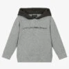 Emporio Armani Boys Grey Cotton Logo Hoodie