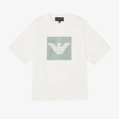 Emporio Armani Boys Ivory & Green Eagle T-Shirt