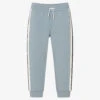 Emporio Armani Boys Pale Blue Cotton Logo Joggers