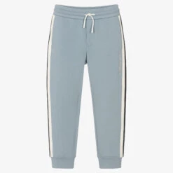 Emporio Armani Boys Pale Blue Cotton Logo Joggers
