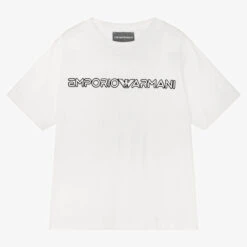 Emporio Armani Boys White Embroidered Logo T-Shirt