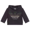 Emporio Armani Navy Blue Cotton Logo Hoodie