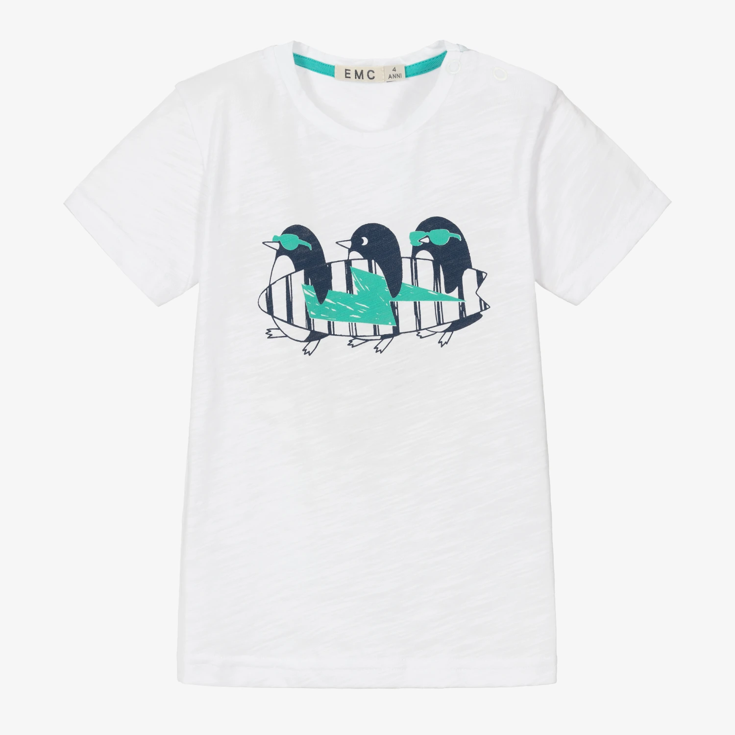Everything Must Change Boys White Cotton Penguins T-Shirt
