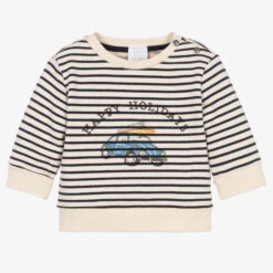 Falcotto By Naturino Boys Ivory & Blue Striped Cotton Sweatshirt