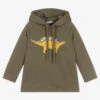 Foque Green Dinosaur Cotton Hoodie
