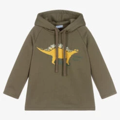 Foque Green Dinosaur Cotton Hoodie