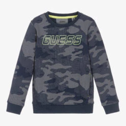 Guess Boys Blue Camouflage Print Sweatshirt