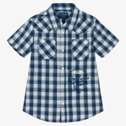 Guess Boys Blue Check Cotton Shirt