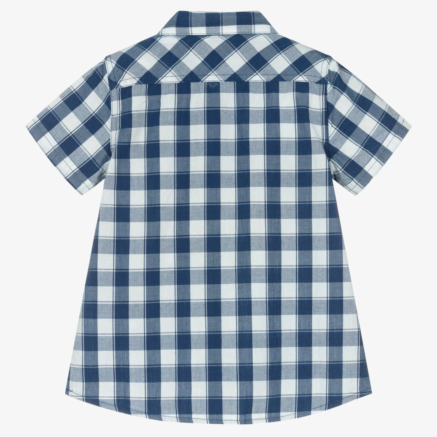 Guess Junior Boys Blue Check Cotton Shirt - Image 2