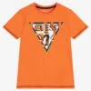 Guess Junior Boys Orange Cotton Logo T-Shirt