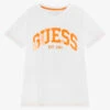 Guess Junior Boys White Cotton Logo T-Shirt