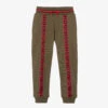 HUGO Boys Khaki Green Piqué Logo Tape Joggers