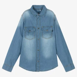 IDO Junior Blue Cotton Chambray Shirt