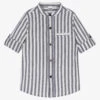 IDO Baby Boys Blue Cotton Stripe Shirt