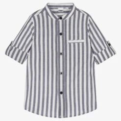 IDO Baby Boys Blue Cotton Stripe Shirt