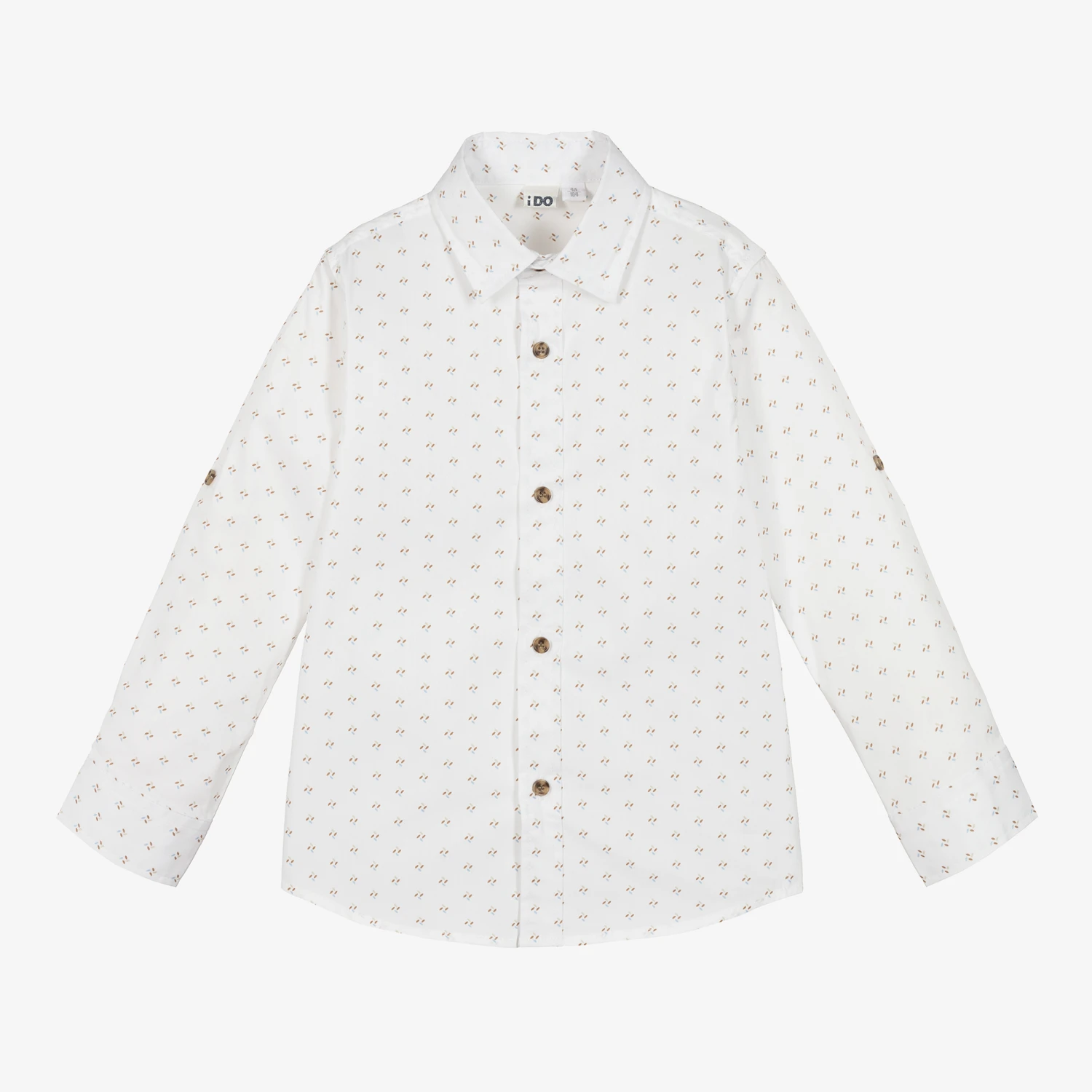 IDO Baby Boys Ivory Cotton Patterned Shirt - Image 3