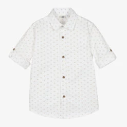 IDO Baby Boys Ivory Cotton Patterned Shirt