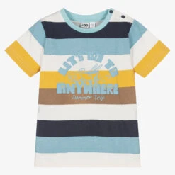 IDO Baby Boys Striped Cotton Slogan T-Shirt