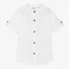 IDO Baby Boys White Collarless Linen Shirt