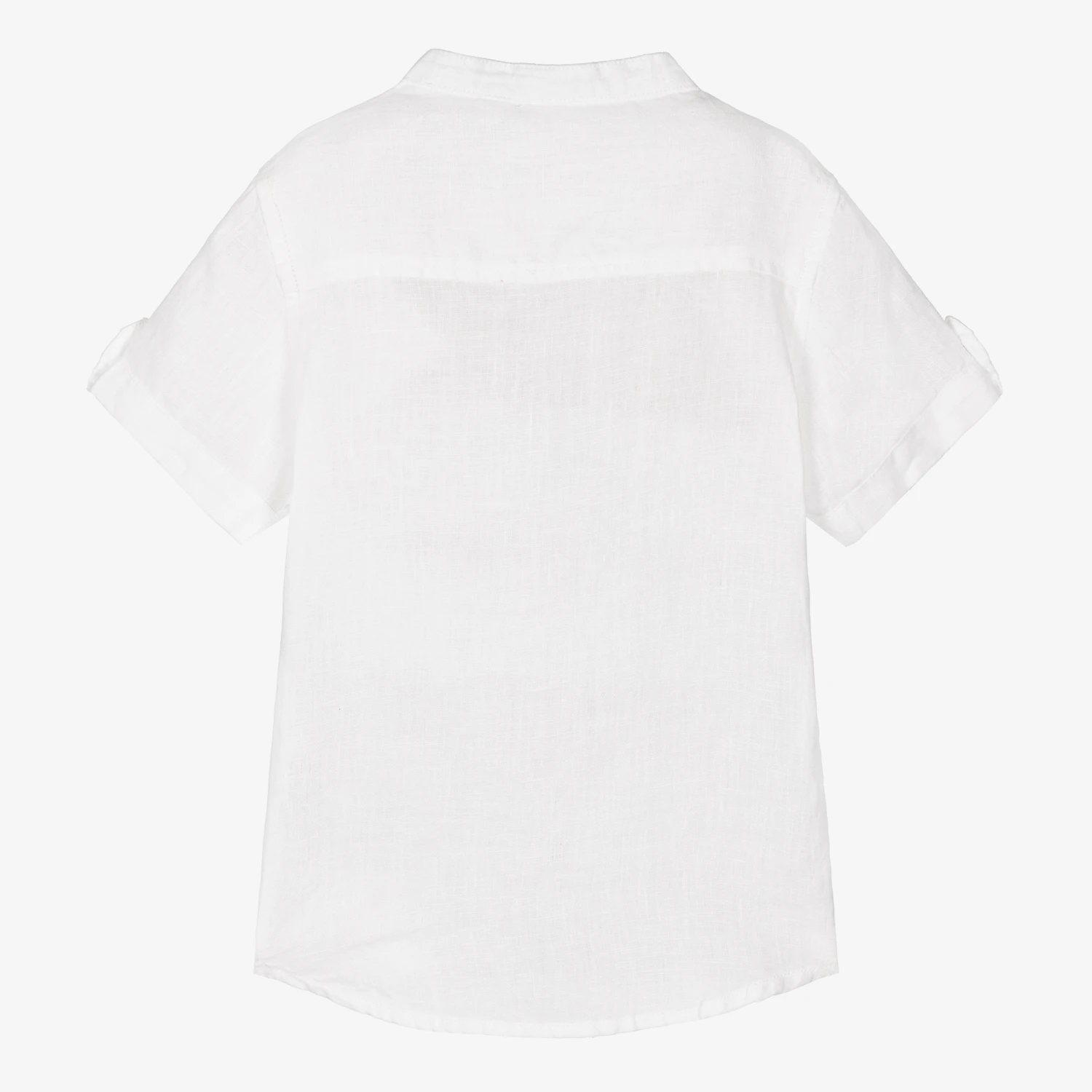 IDO Baby Boys White Collarless Linen Shirt - Image 2