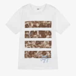 IDO Junior Boys White Cotton Stripe T-Shirt