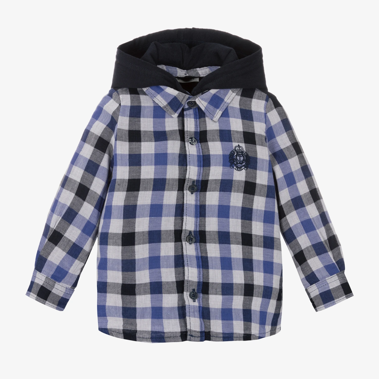 IKKS Boys Blue Check Cotton Shirt