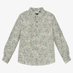 IKKS Boys Blue Floral Cotton Shirt
