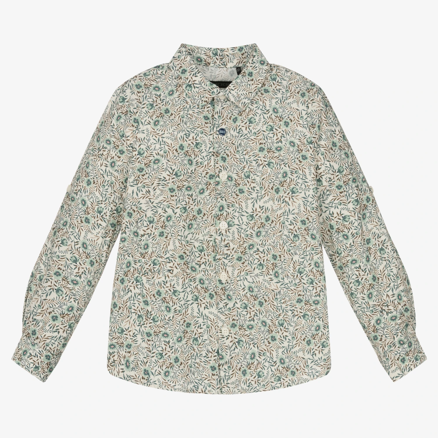 IKKS Boys Blue Floral Cotton Shirt