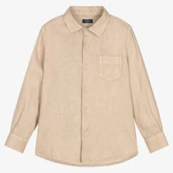 Il Gufo Boys Beige Linen Long Sleeved Shirt