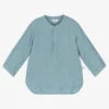 Il Gufo Boys Blue Collarless Linen Shirt