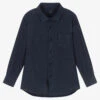 Il Gufo Boys Blue Linen Long Sleeved Shirt